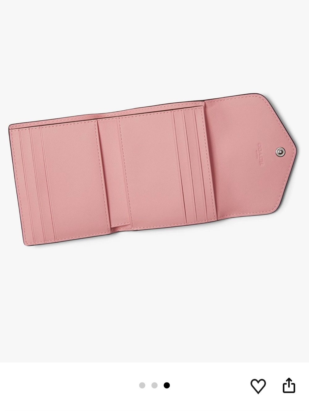 Coach Cross Wyn Grain Leather Small Wallet Flower Pink Silver Accents - Picture 5 of 16